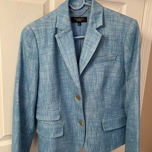 Talbots Size 6 Blue Linen & Cotton Lined Blazer